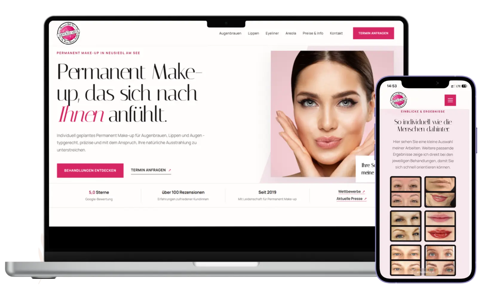 Website von Arnold Arts auf Laptop und Smartphone