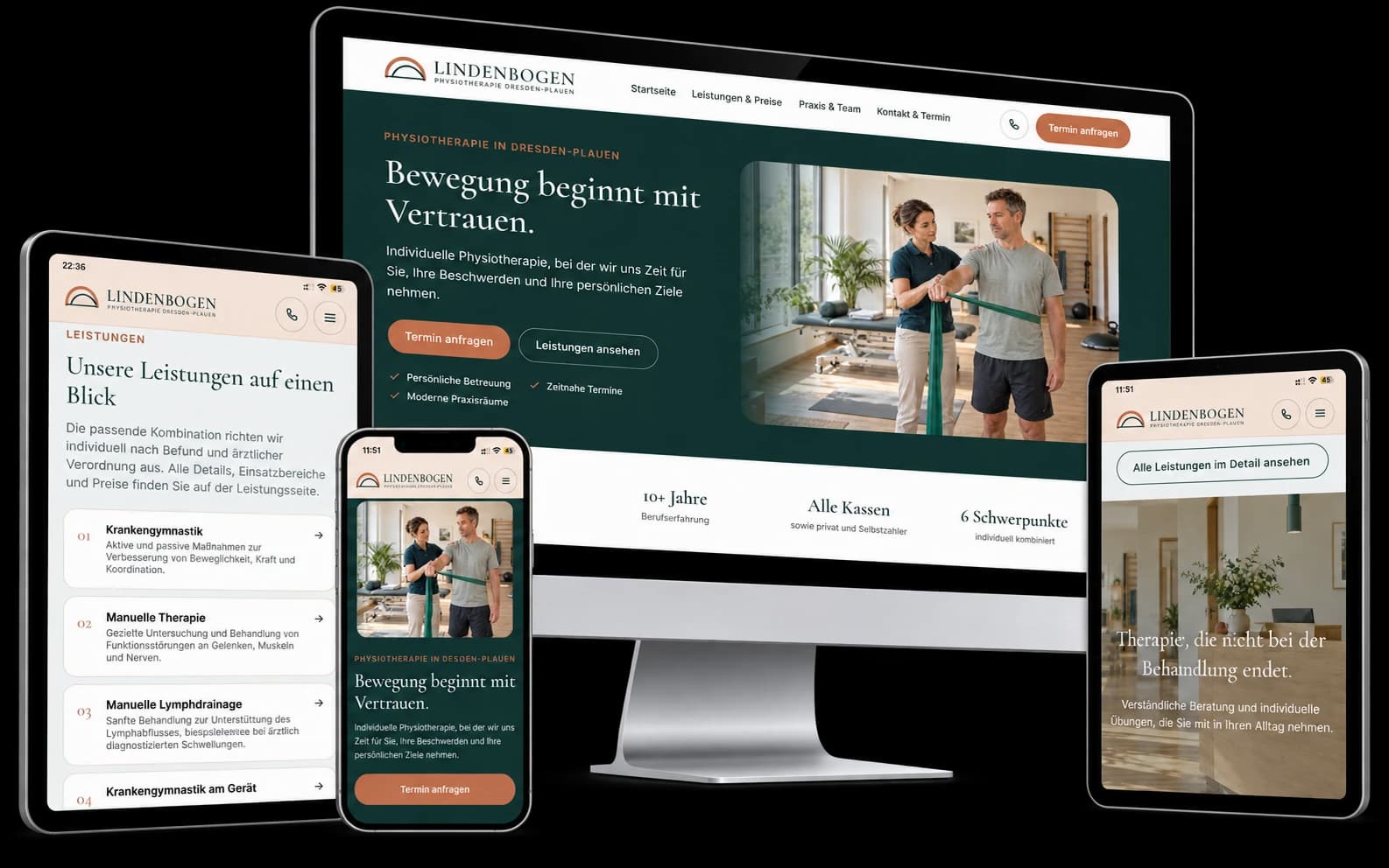 Website für Praxen auf Desktop, Tablet und Smartphone
